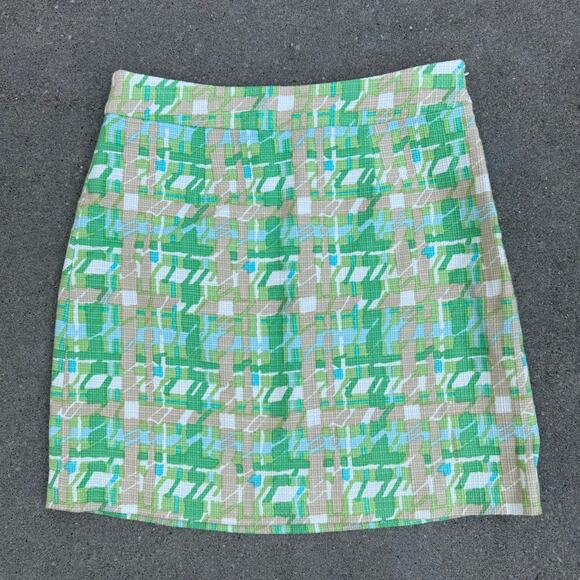 Kate Spade New York Skirt The Rules Green Tan Cream Tweed Mini Skirt Size 6 - Picture 1 of 11